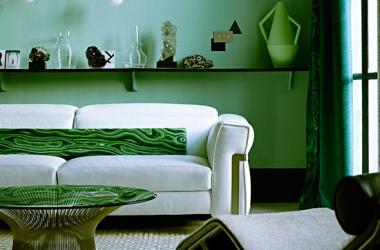 Green and White Living Room