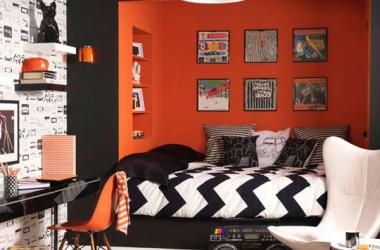 Orange, Black and White Bedroom