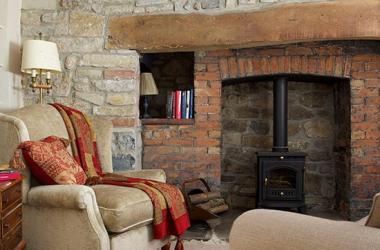 Traditional red living room