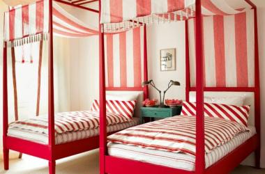 Red Striped Bedroom