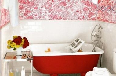 Red and White Bathroom