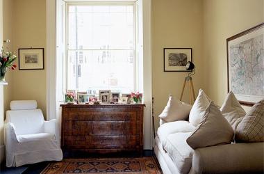 Pale yellow living room